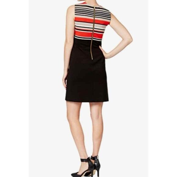 Calvin Klein Color Striped Scuba Sheath Dress Career Work Office Womens Size 14 - Picture 1 of 16